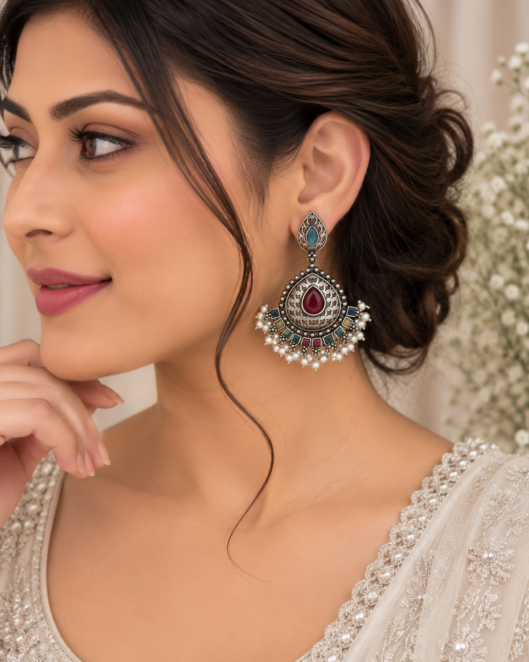 Banjara Monalisa Stone Oxidised Jhumka