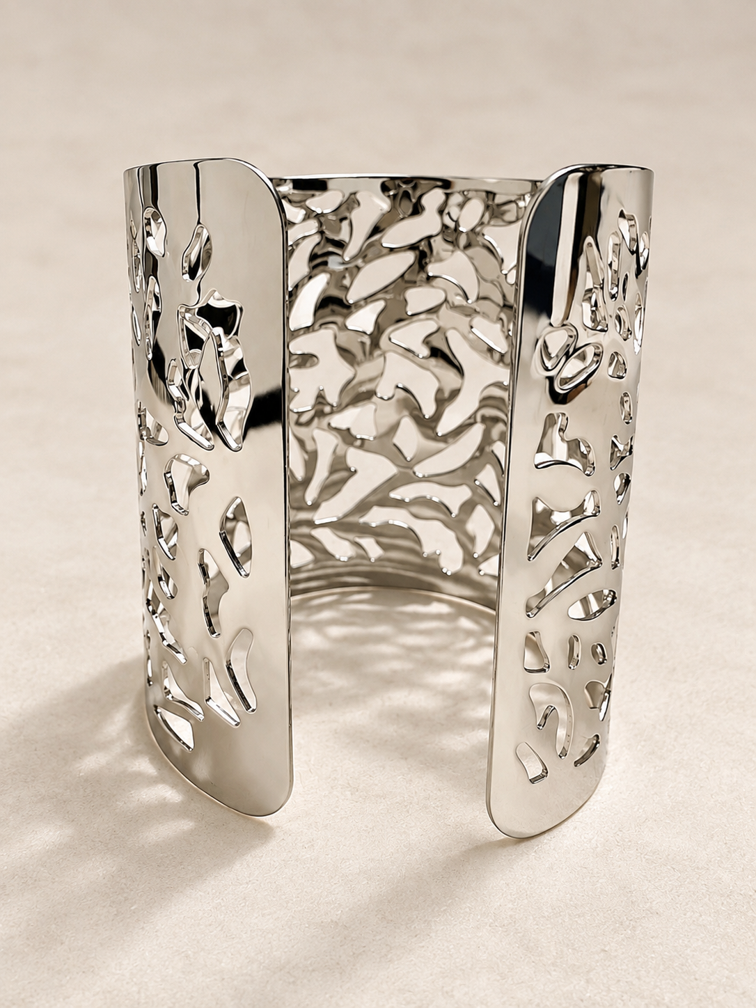 Silver Cutout Cuff Bracelet | Adjustable Oxidised Jewellery for Women