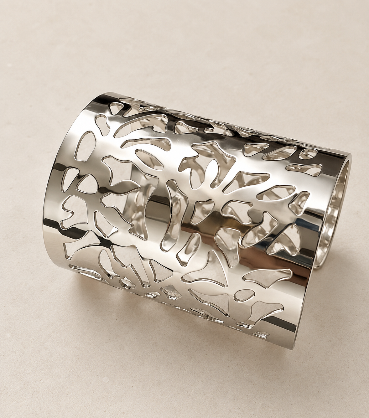 Silver Cutout Cuff Bracelet | Adjustable Oxidised Jewellery for Women