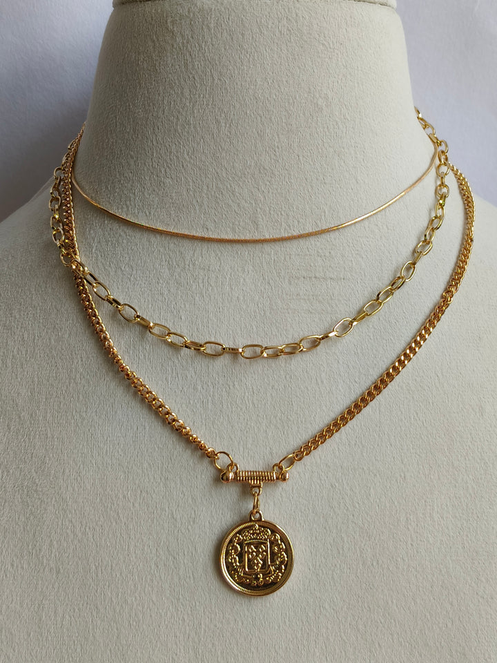 Gold Plated Sleek Layered Necklace, Serena