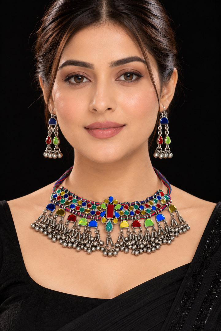 Afghani Tribal Design Oxidised Choker