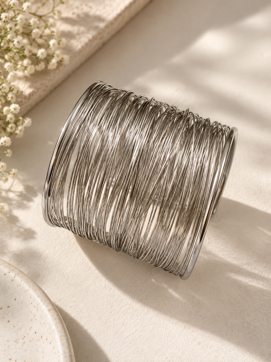 Adjustable Silver Cuff Bracelet | Openable Statement Bangle for Women