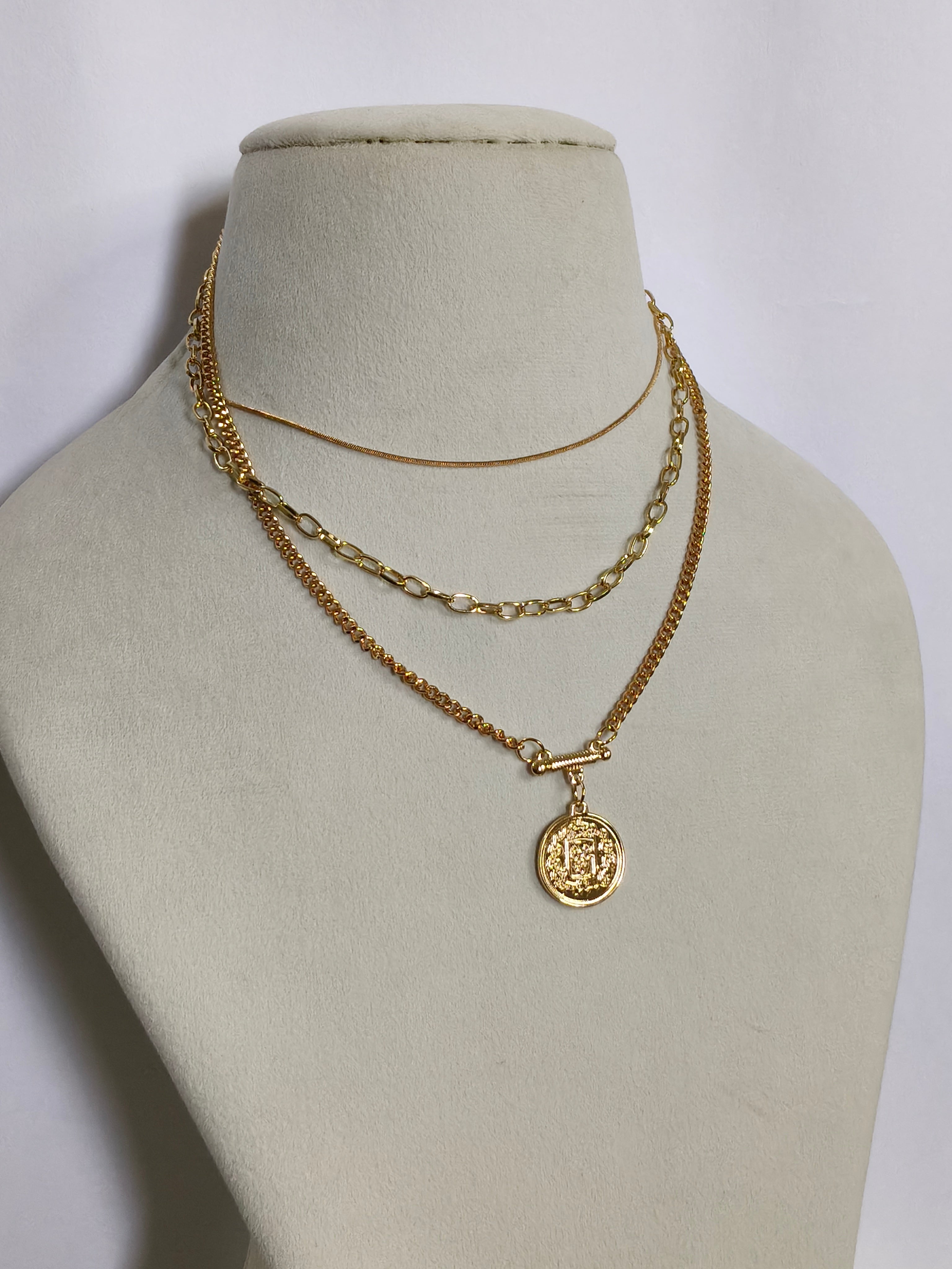 Gold Plated Sleek Layered Necklace, Serena