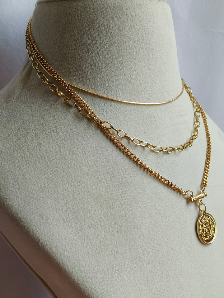 Gold Plated Sleek Layered Necklace, Serena