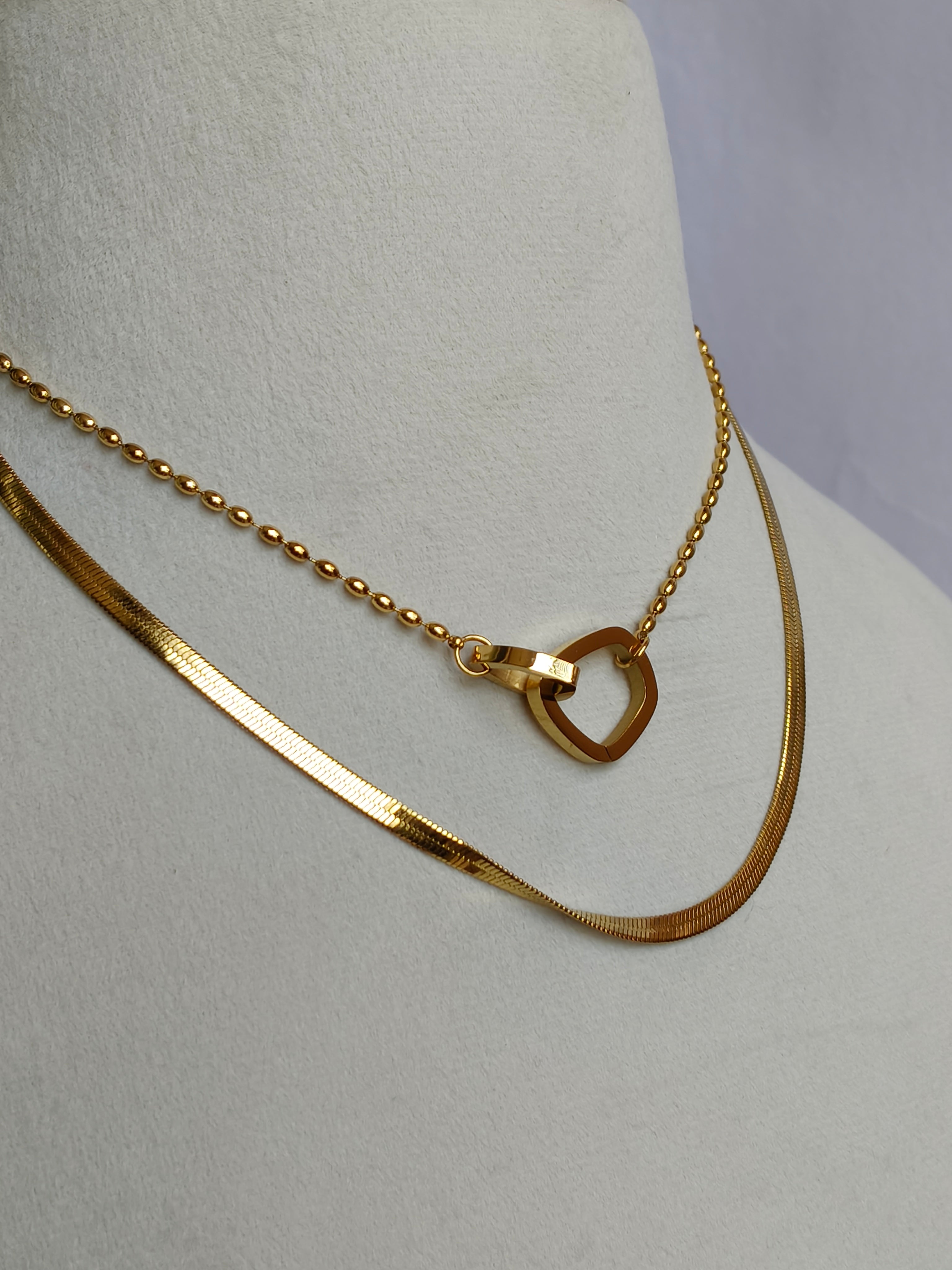 Gold Plated Sleek Layered Necklace