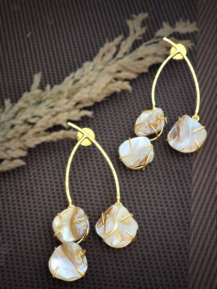 Mother of Pearl and Gold-Plated Brass Earrings