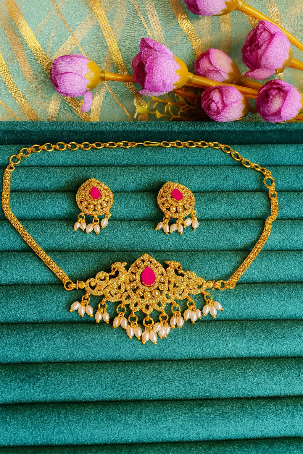 American Diamond Sleek & Unique Necklace Set