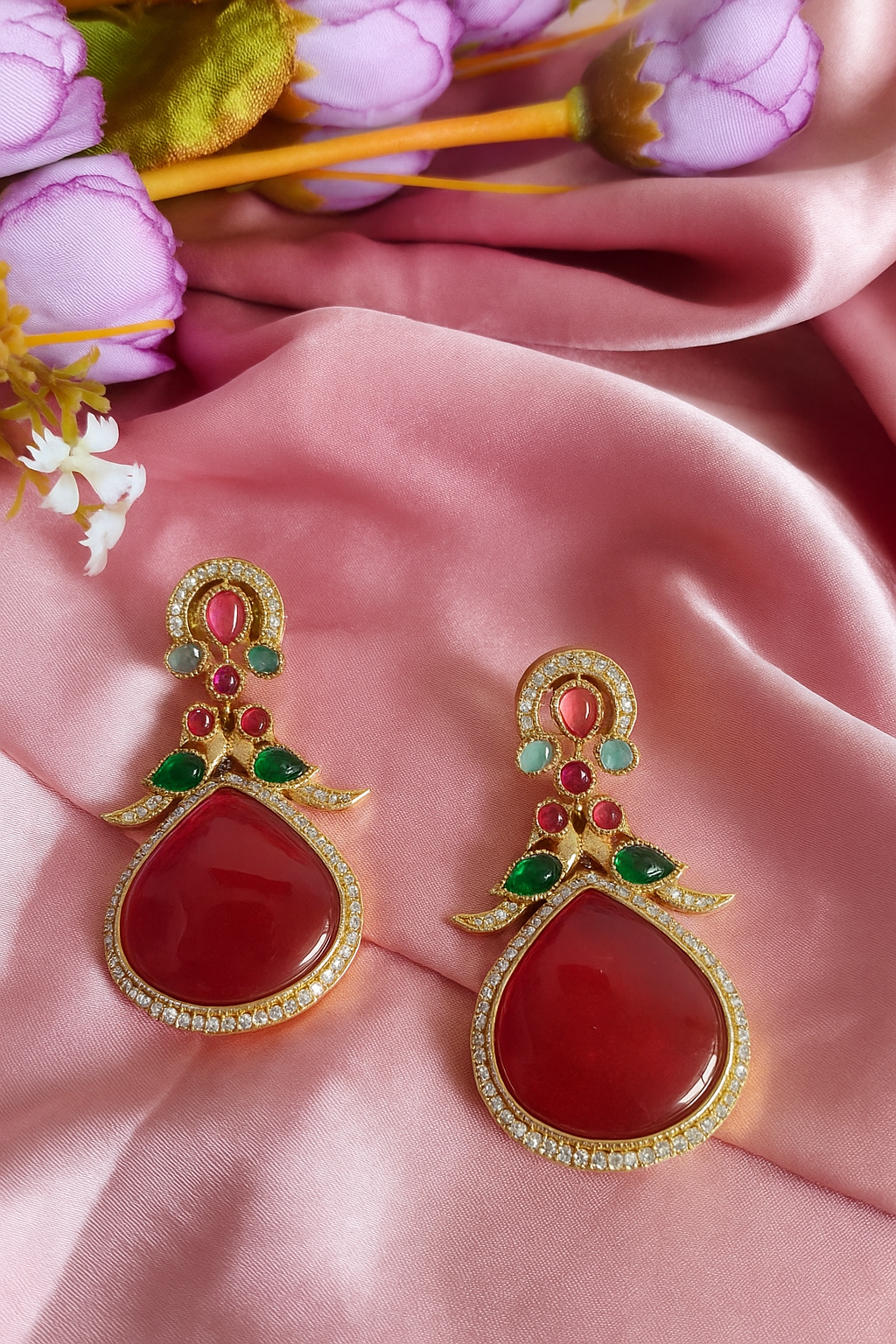 Gold-Plated Mina Work Earrings