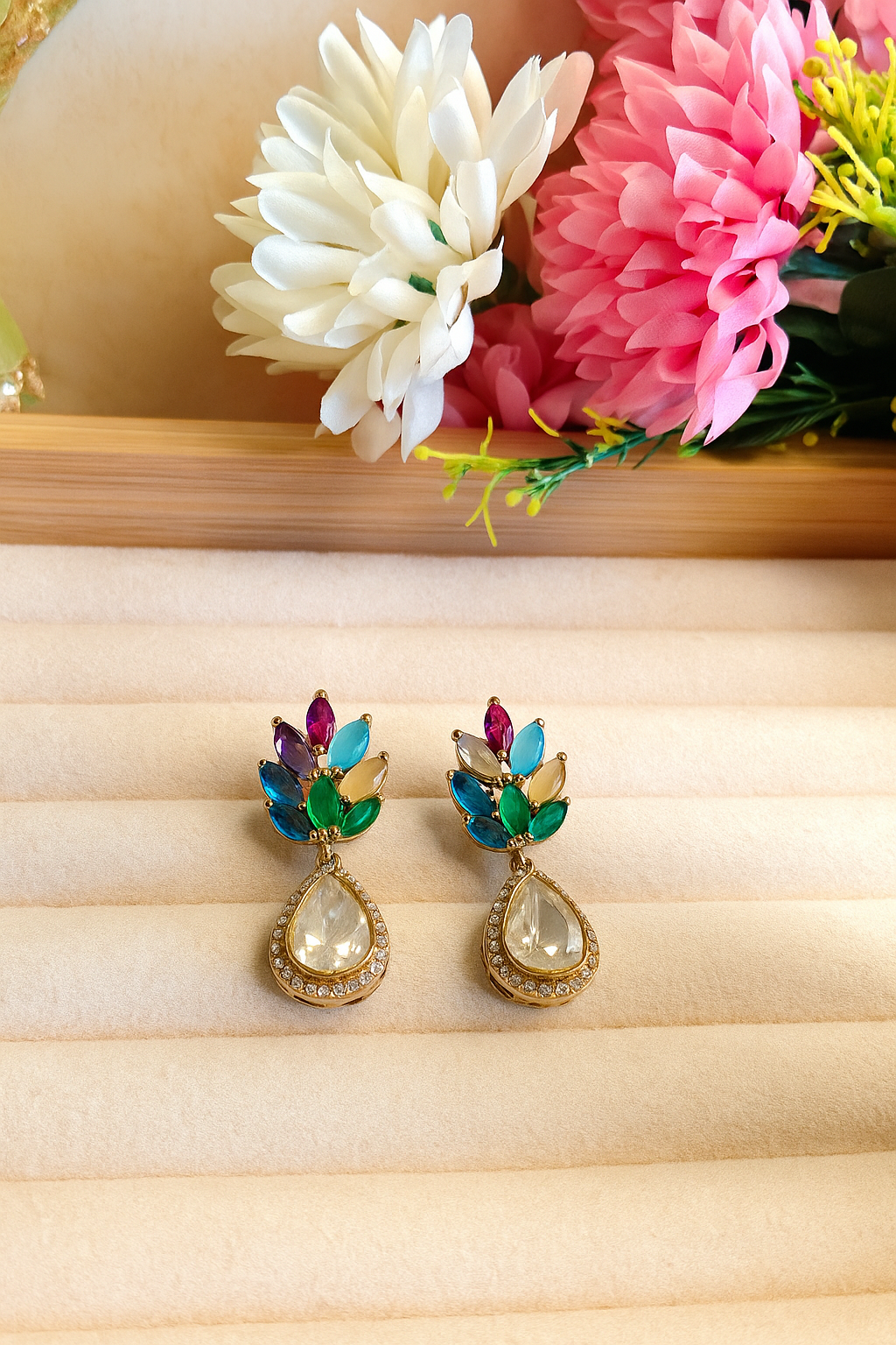 Premium brass kundan earrings