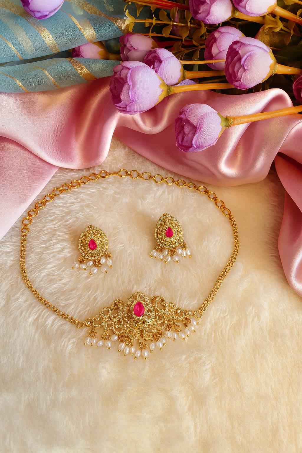 American Diamond Sleek & Unique Necklace Set