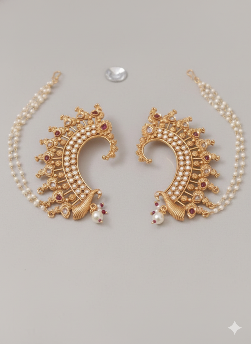 Peacock-inspired earcuffs