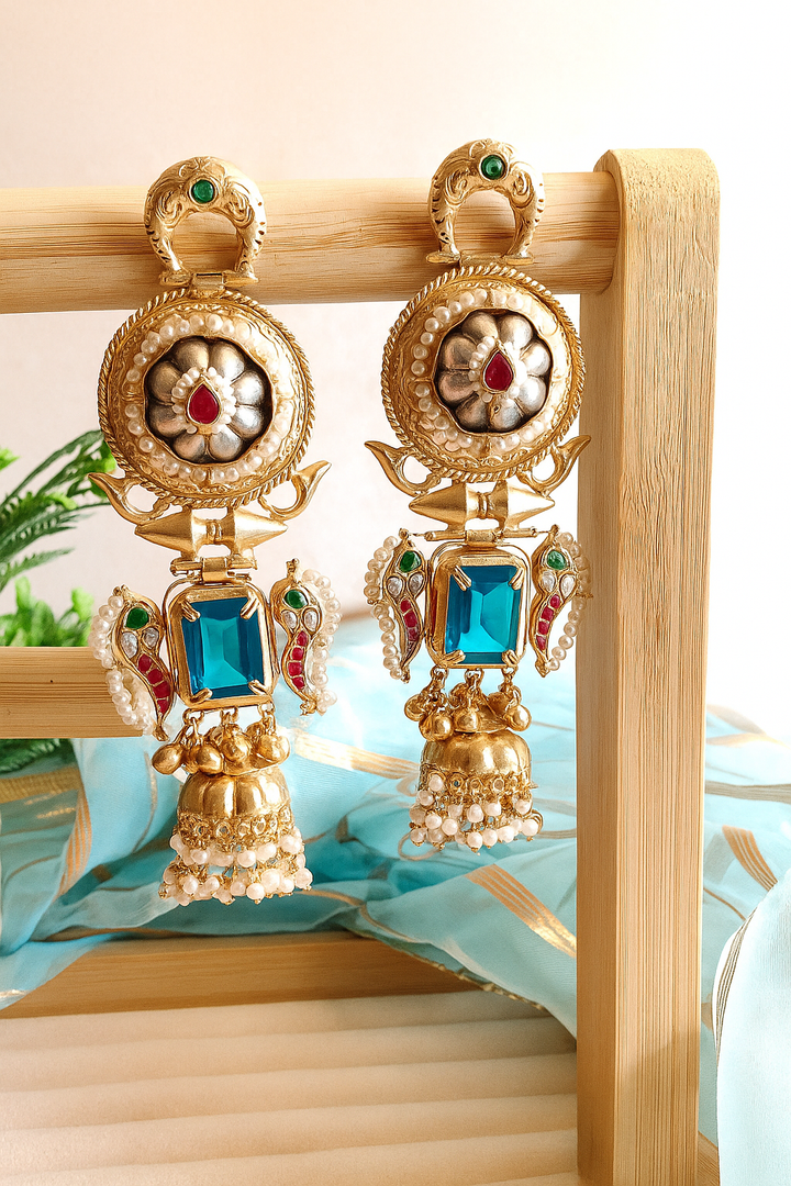 Kashmiri Brass Long Earrings –