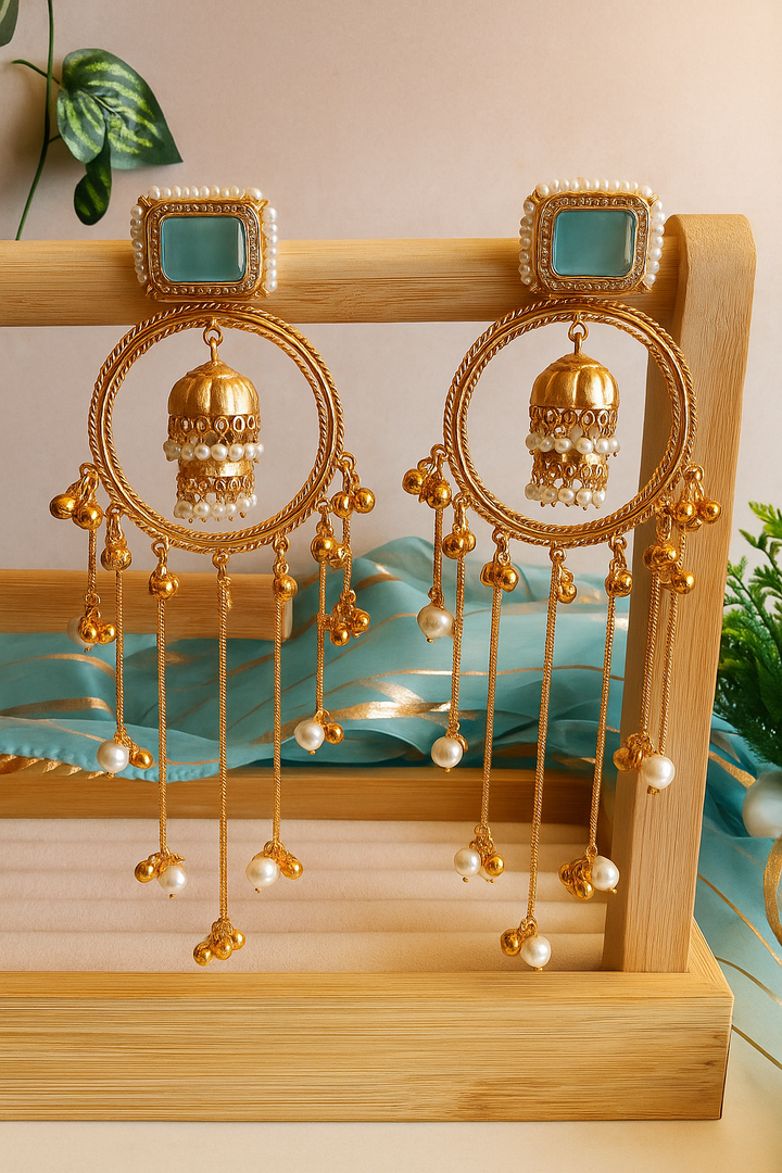 Kashmiri Brass Long Earrings –
