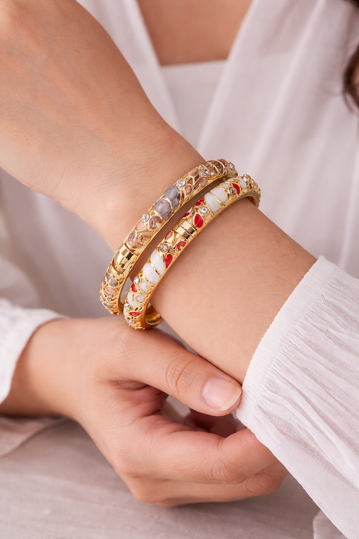 Retro Enamel Bangles, Pack of 2 – ₹623