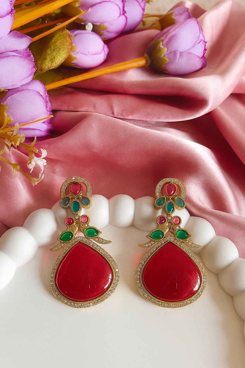 Gold-Plated Mina Work Earrings