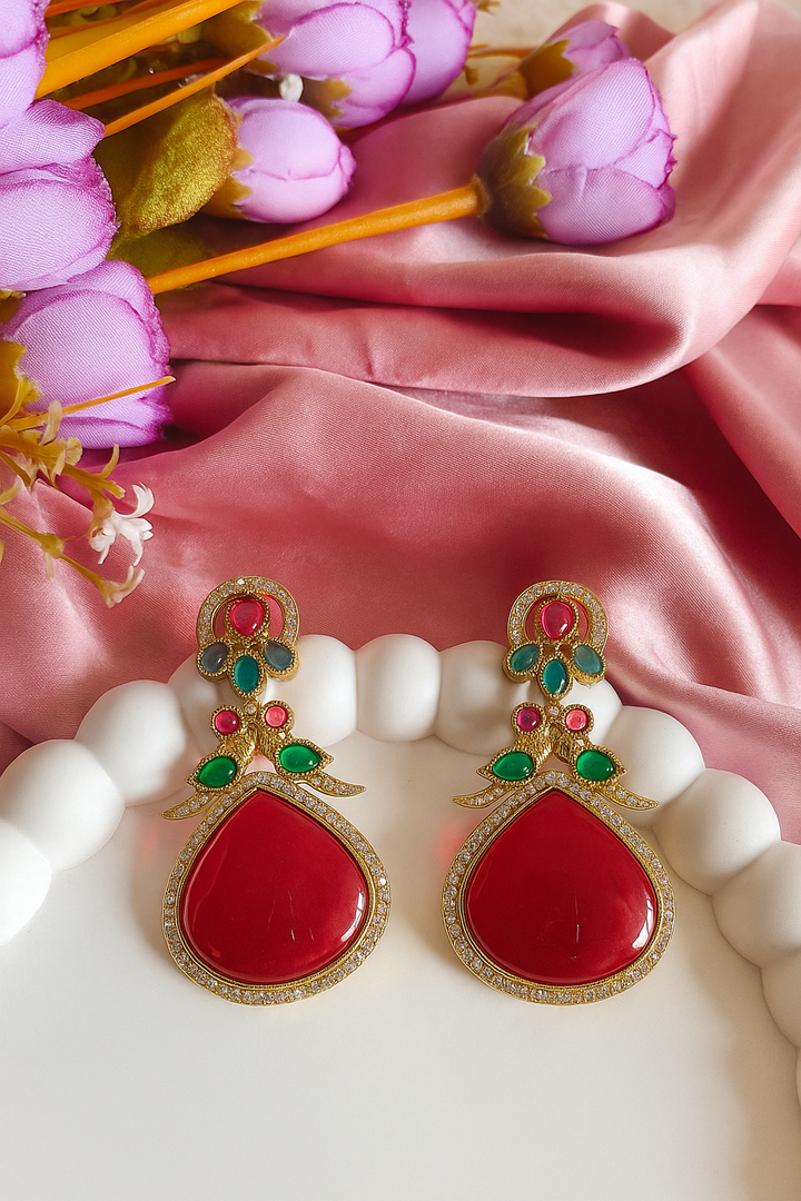 Gold-Plated Mina Work Earrings