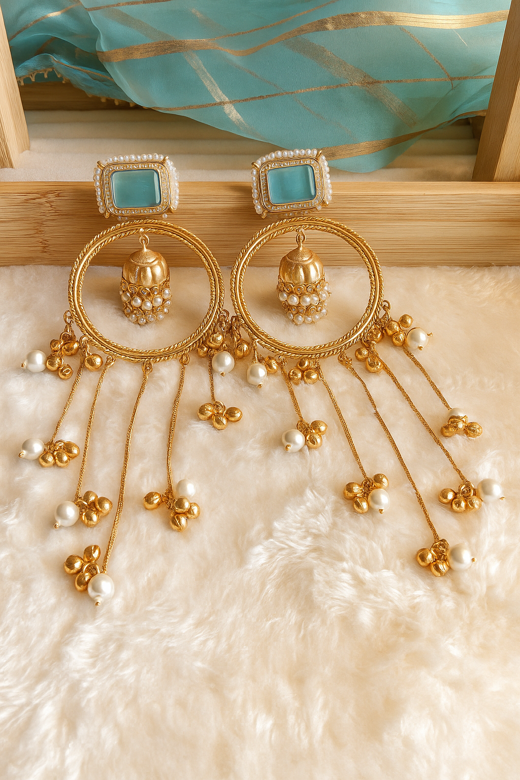 Kashmiri Brass Long Earrings –