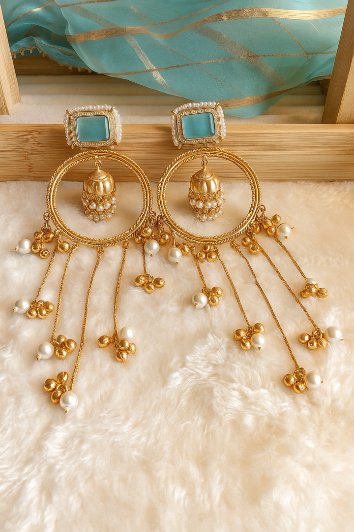 Kashmiri Brass Long Earrings –