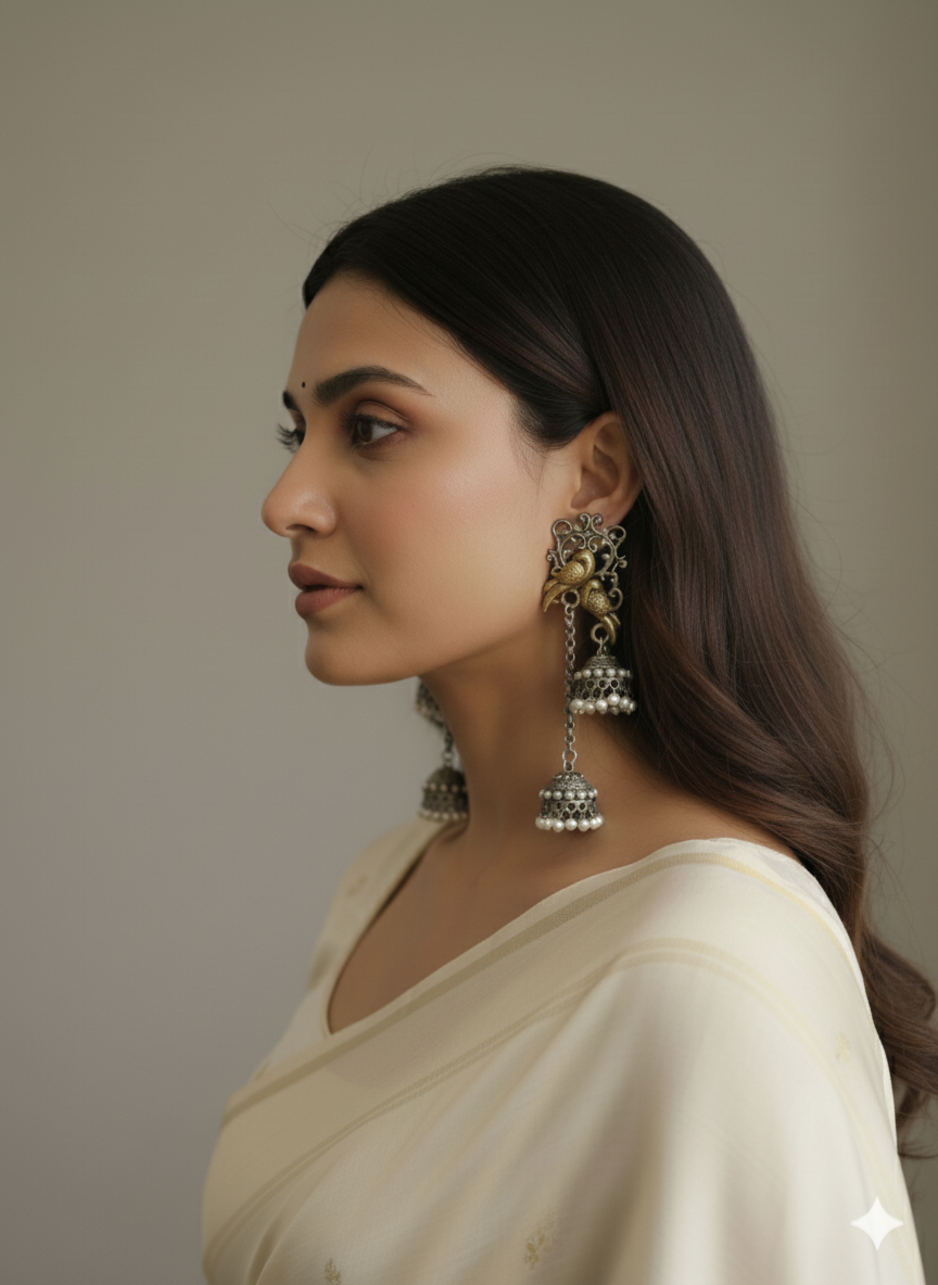 Kashmiri Lightweight Oxidised Jhumkis