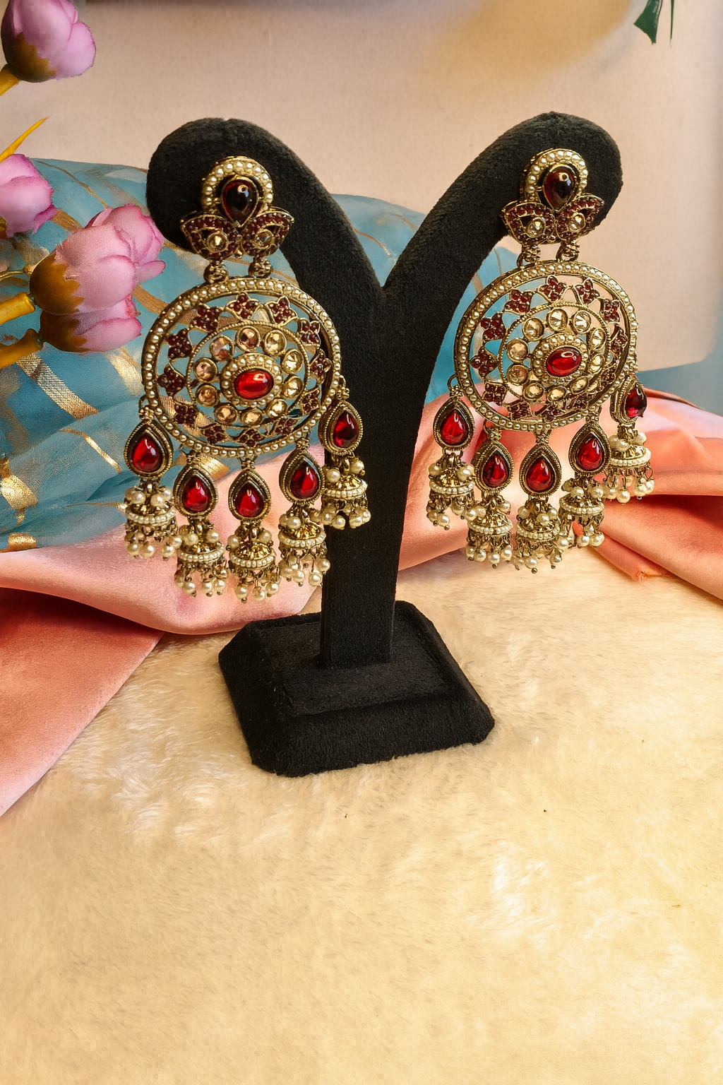 Maroon Statement Earrings