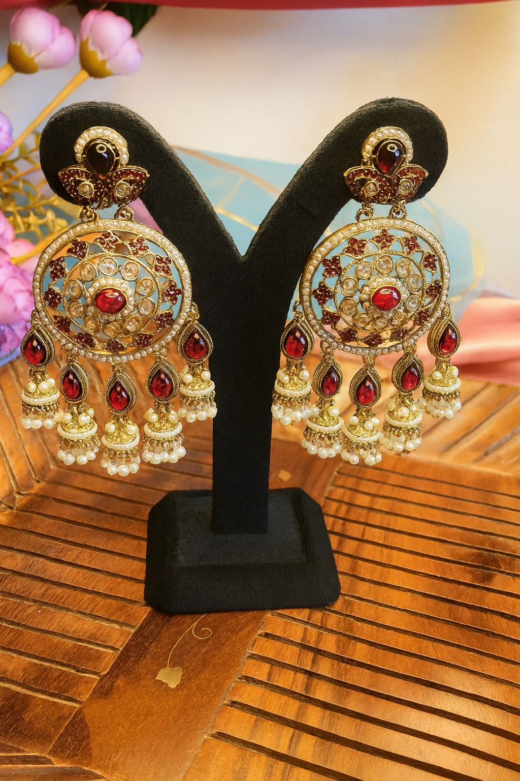 Maroon Statement Earrings