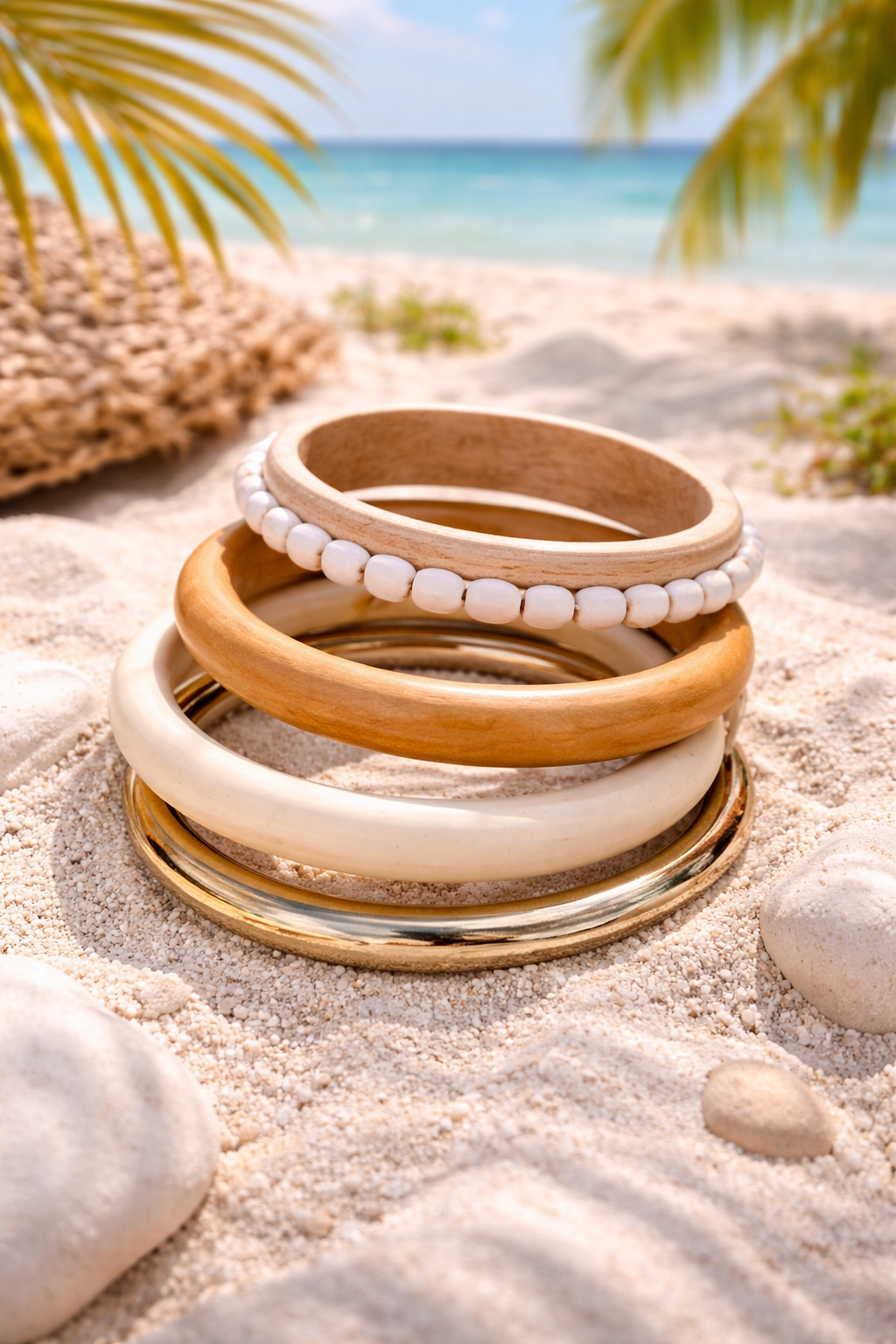 Wooden & Metallic Stack Bangles