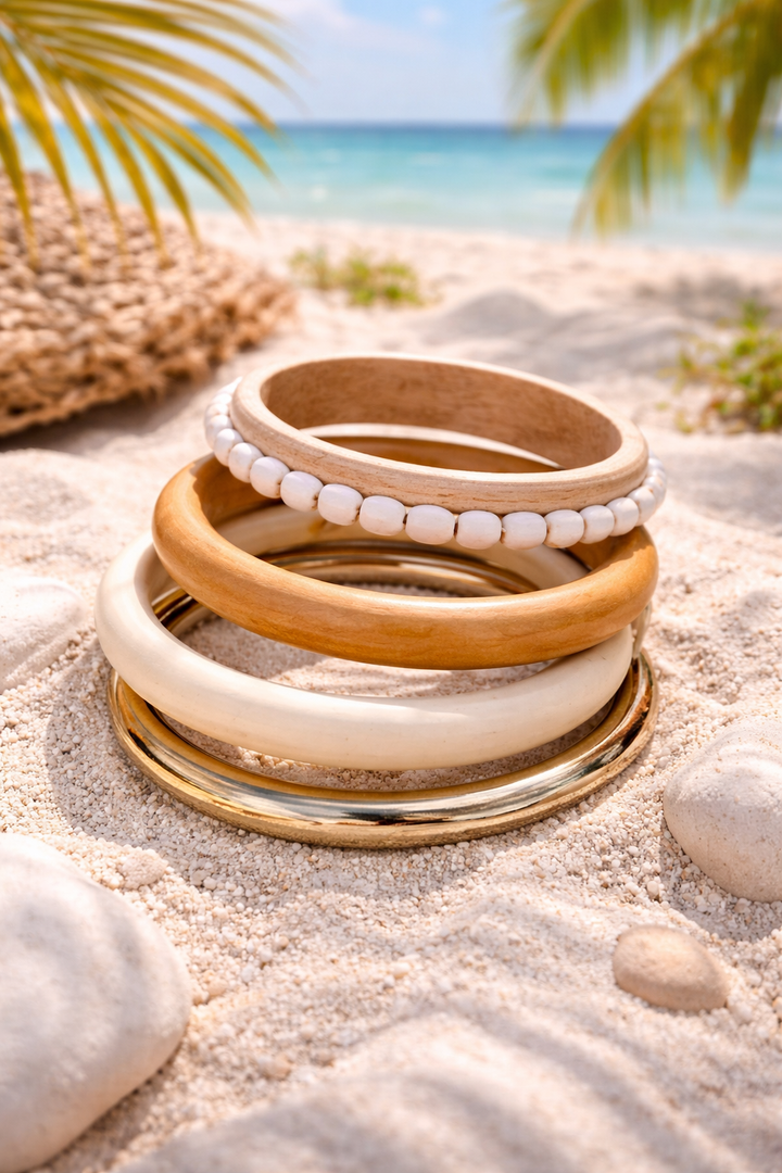 Wooden & Metallic Stack Bangles