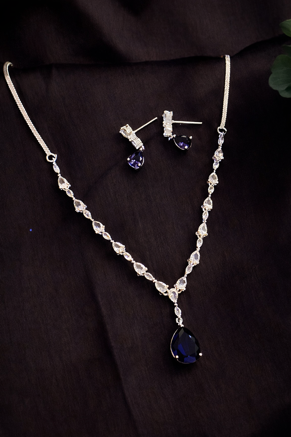 Delicate American Diamond Single-Layer Set with Purple Stone