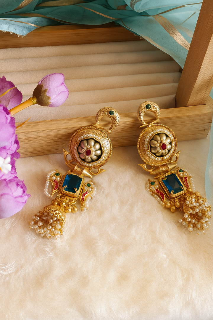 Kashmiri Brass Long Earrings –