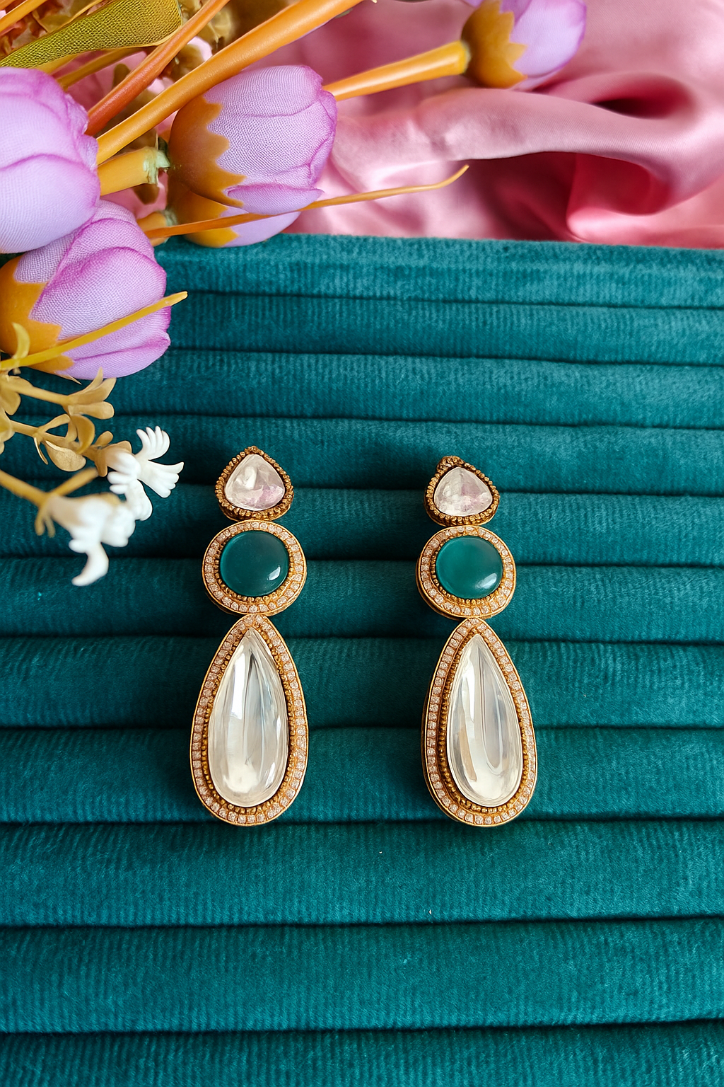 Kundan Long Teardrop Earrings