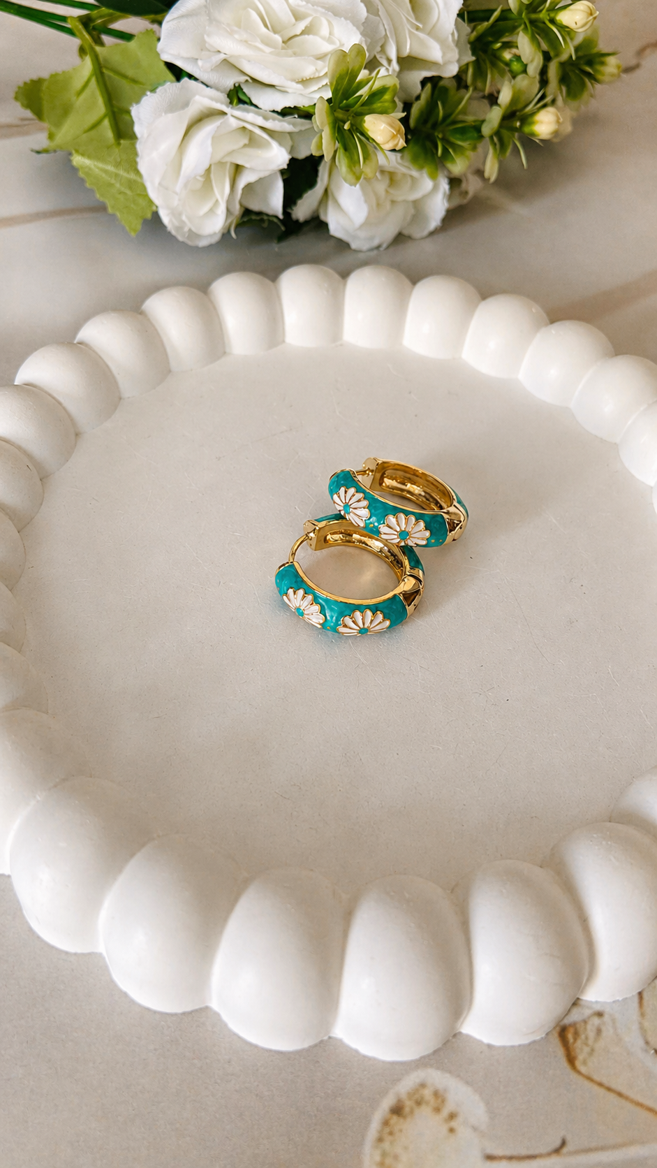 Floral Enamel Earrings Pack of 2