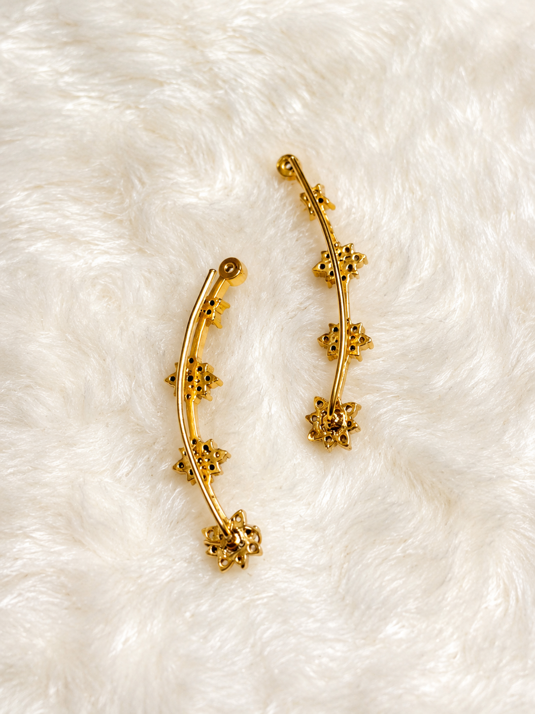 Ear Cuffs:  Gold-Plated Contemporary American Diamond Lightweight Ear Cuffs for Women & Girls