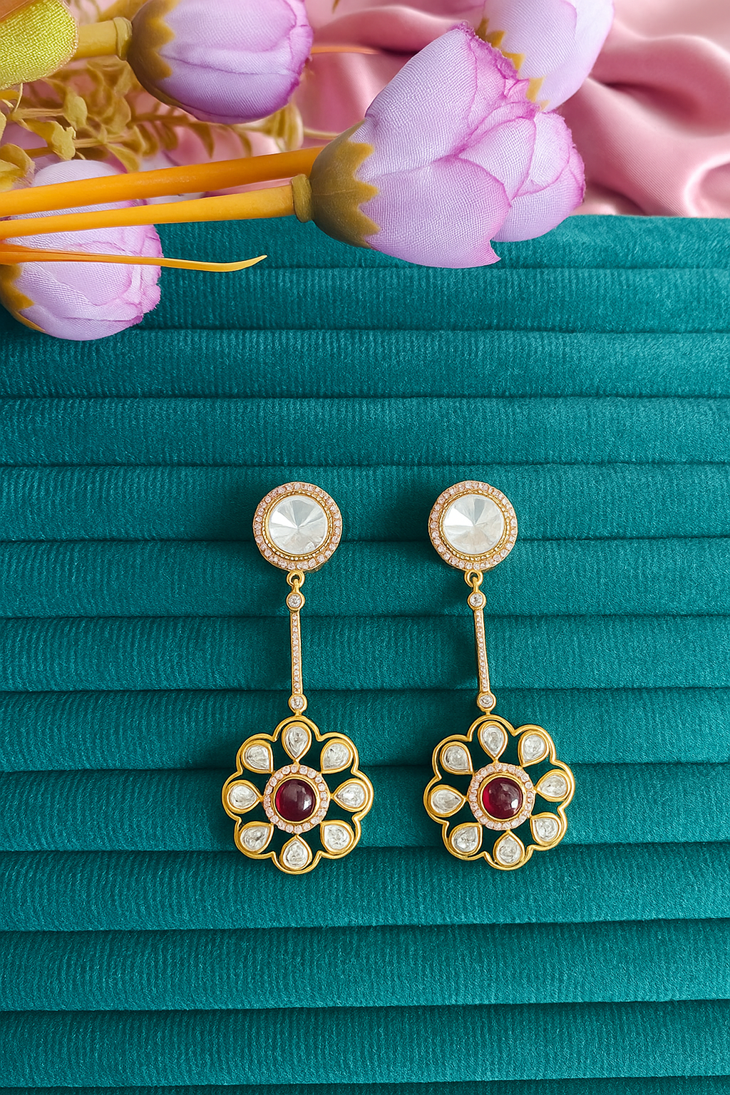 Kundan and American Diamond Earrings