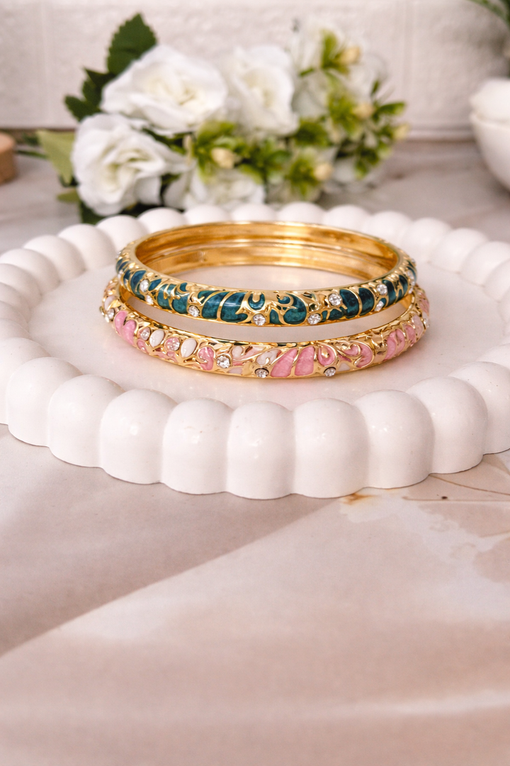 Retro Enamel Bangles, Pack of 2 – ₹623