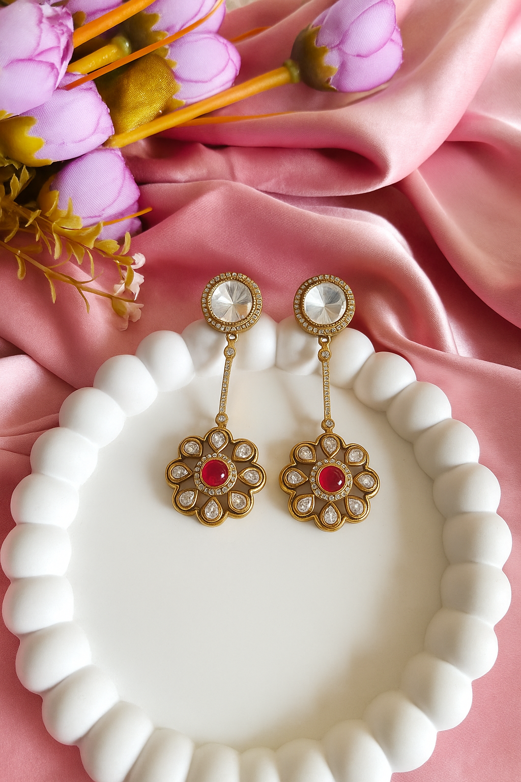 Kundan and American Diamond Earrings