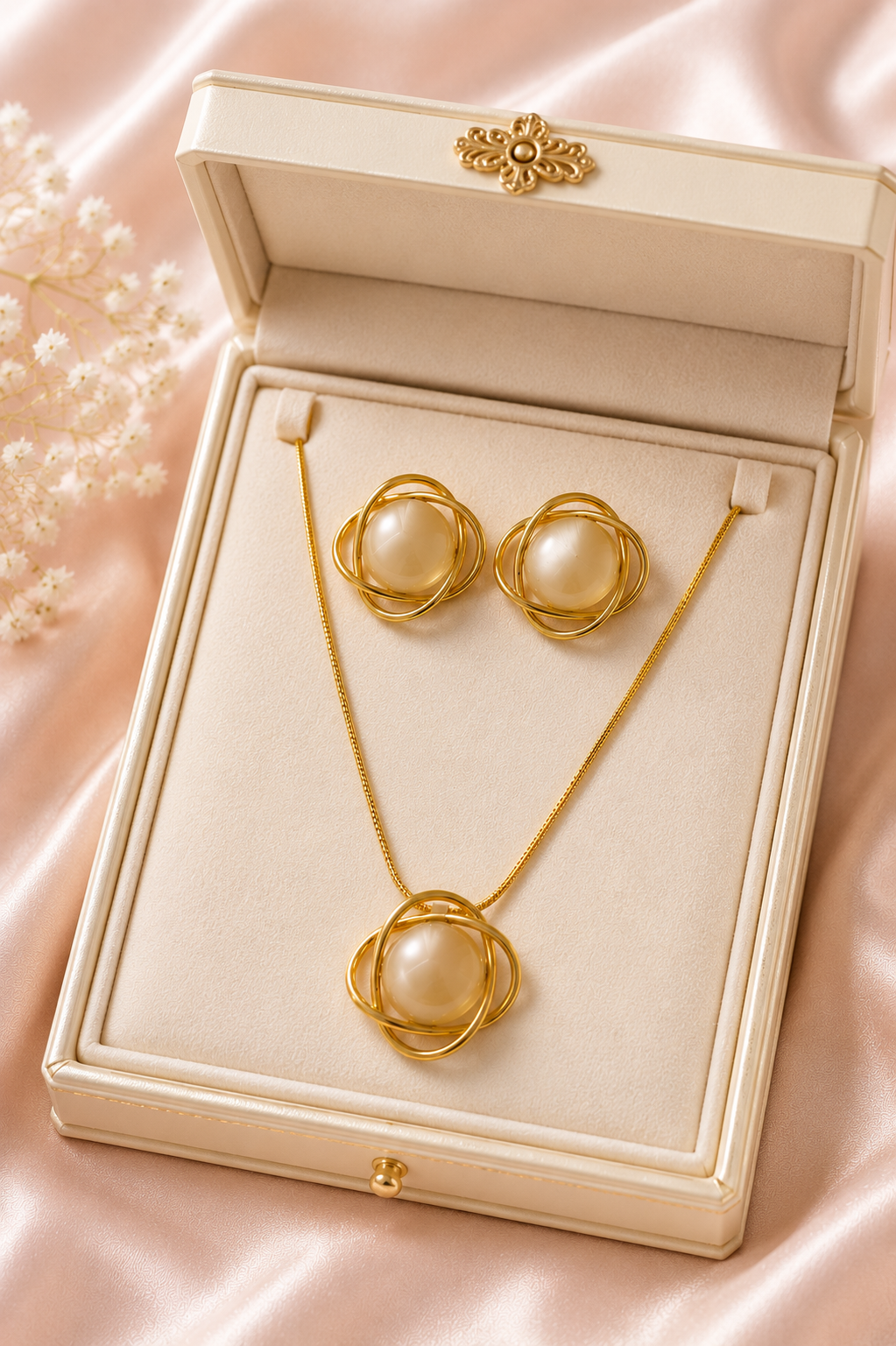 Anti-Tarnish Pendant Chain with Earrings