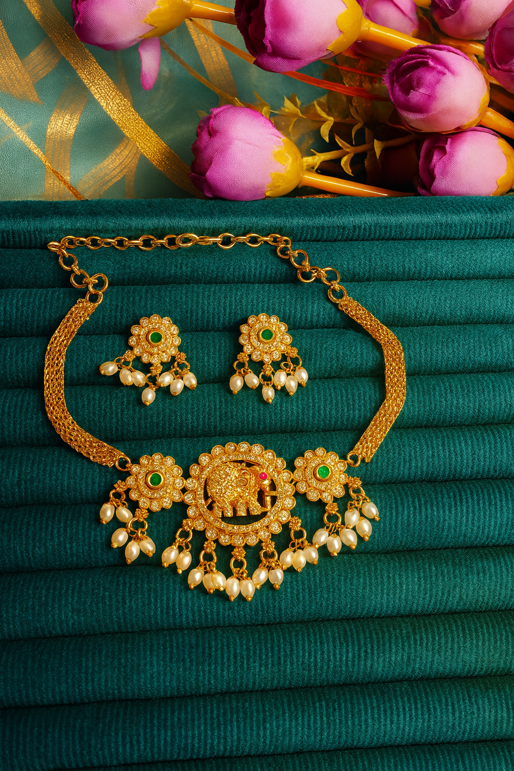 American Diamond Sleek & Unique Necklace Set