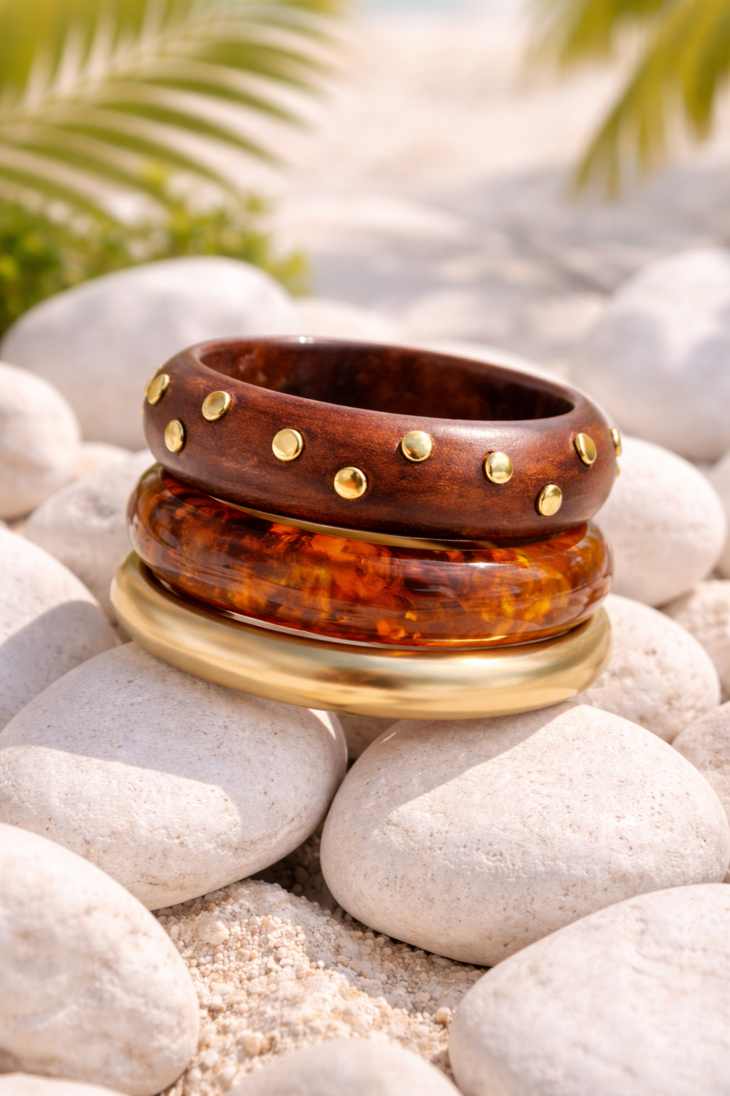 Wooden & Metallic Stack Bangles