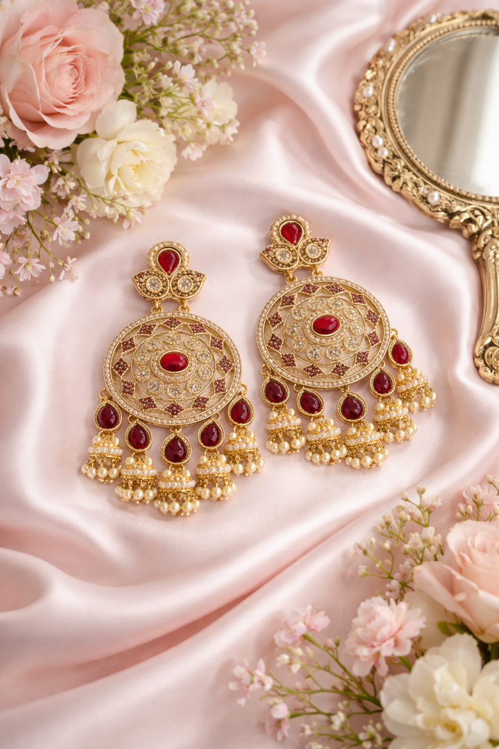 Maroon Statement Earrings