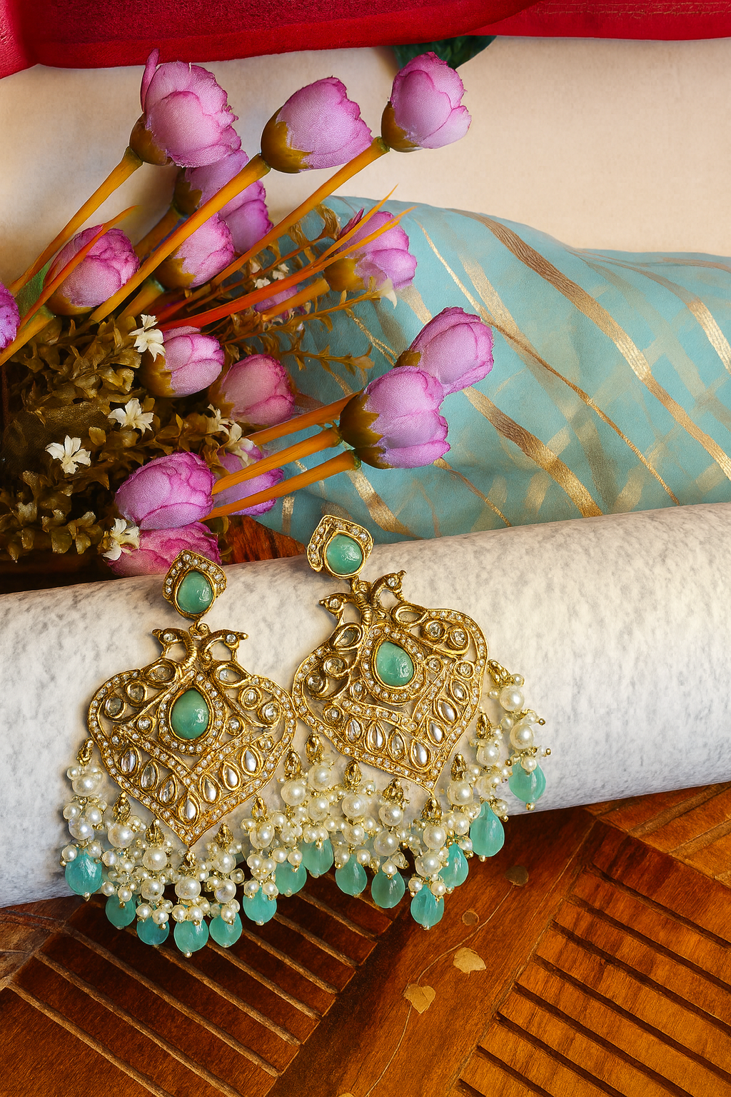 Kundan Mint Earrings