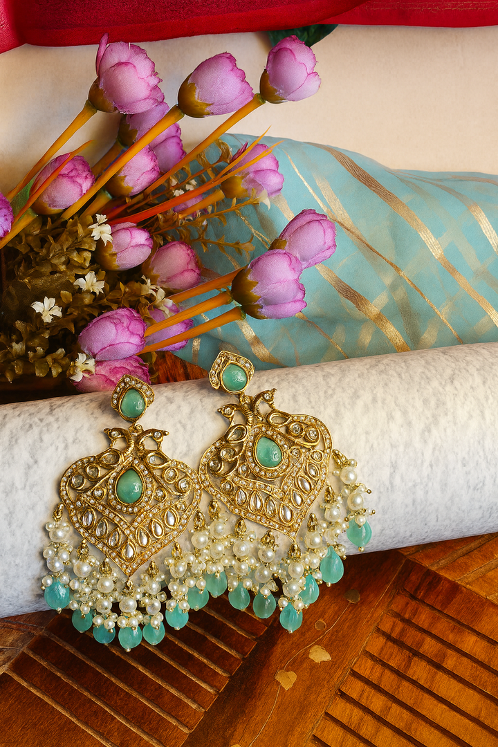 Kundan Mint Earrings