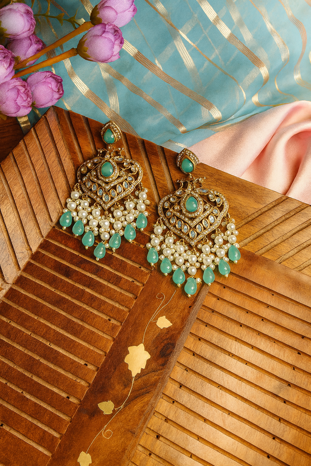 Kundan Mint Earrings