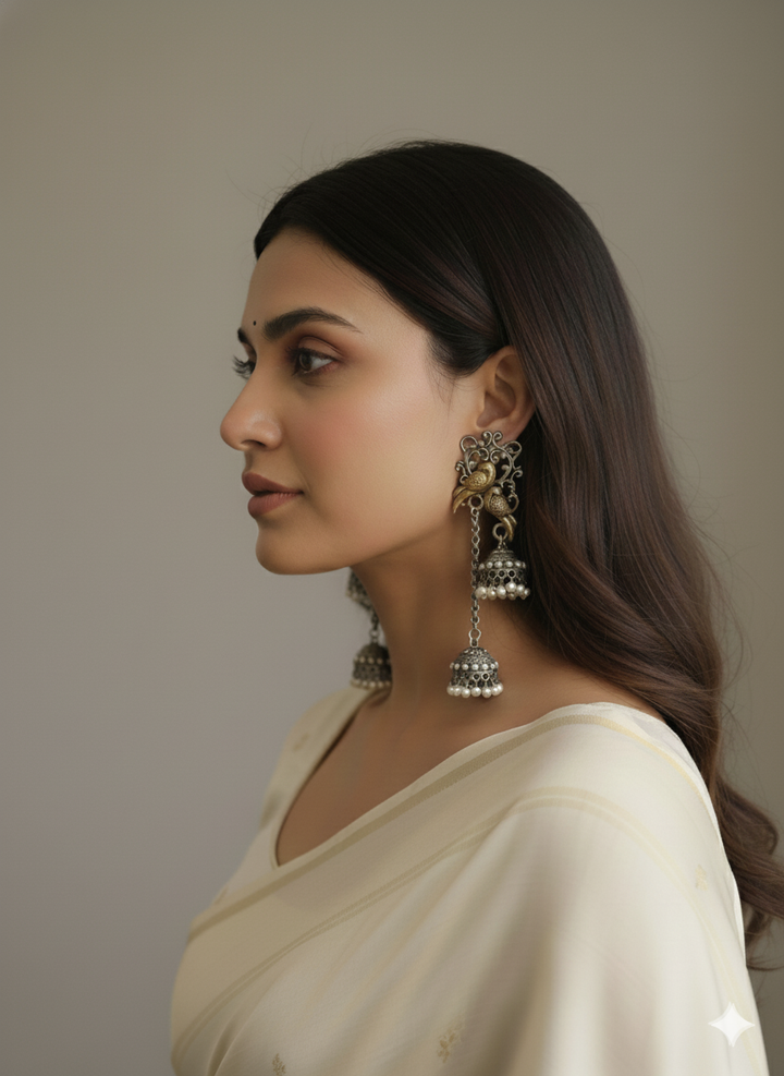 Kashmiri Lightweight Oxidised Jhumkis