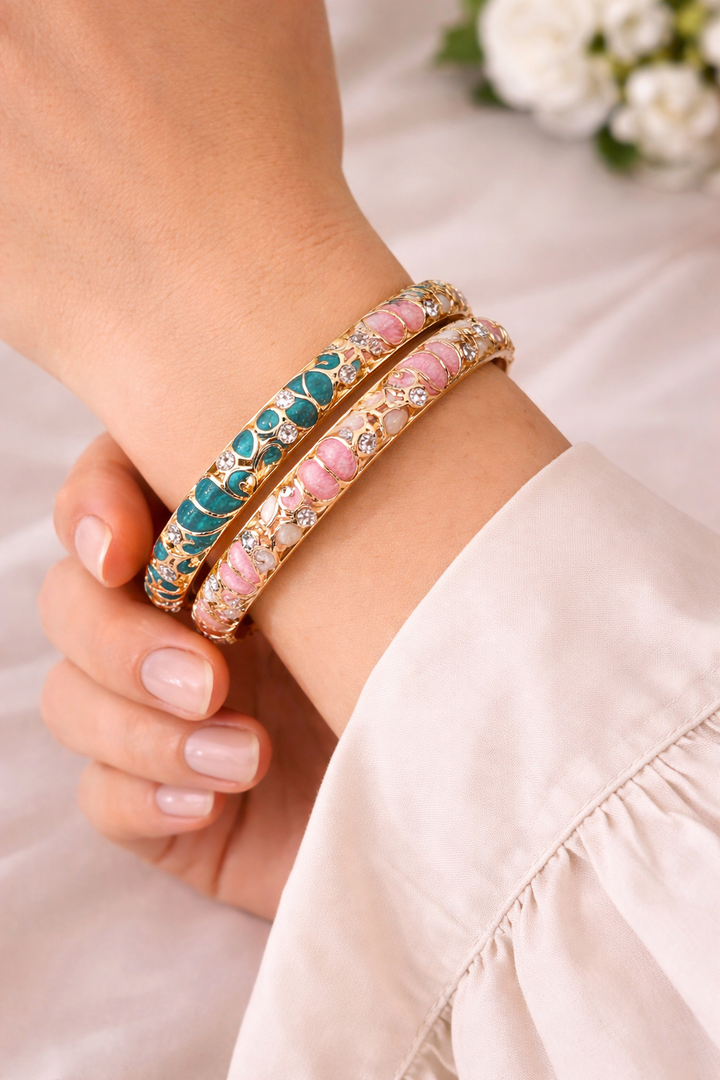 Retro Enamel Bangles, Pack of 2 – ₹623
