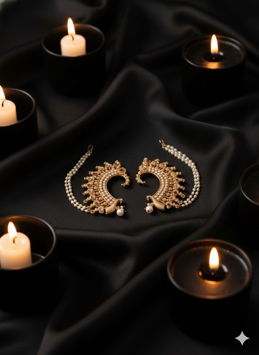 Peacock-inspired earcuffs