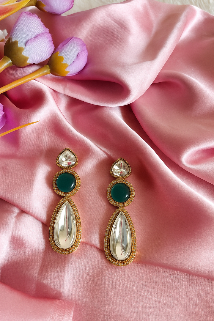 Kundan Long Teardrop Earrings