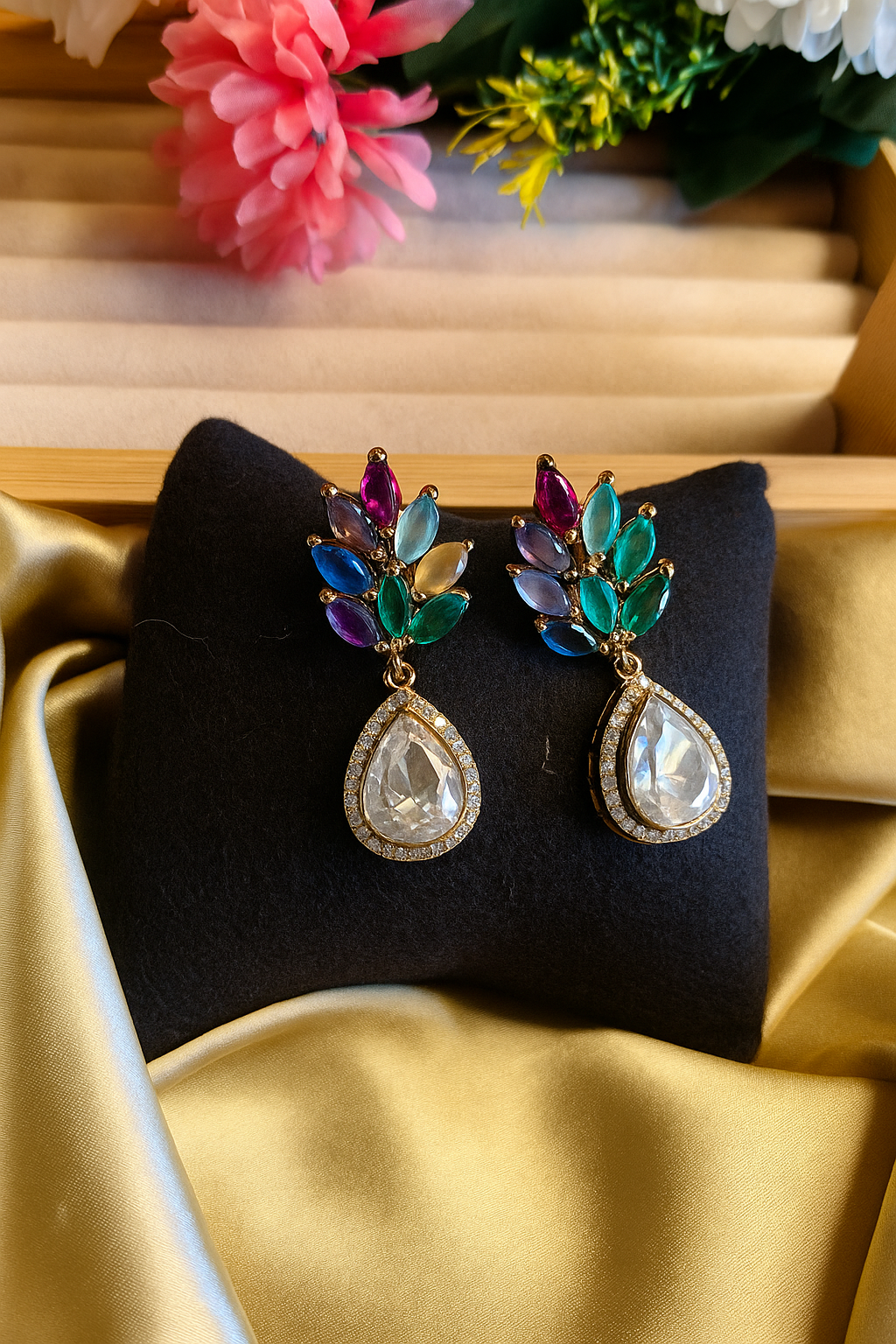 Premium brass kundan earrings