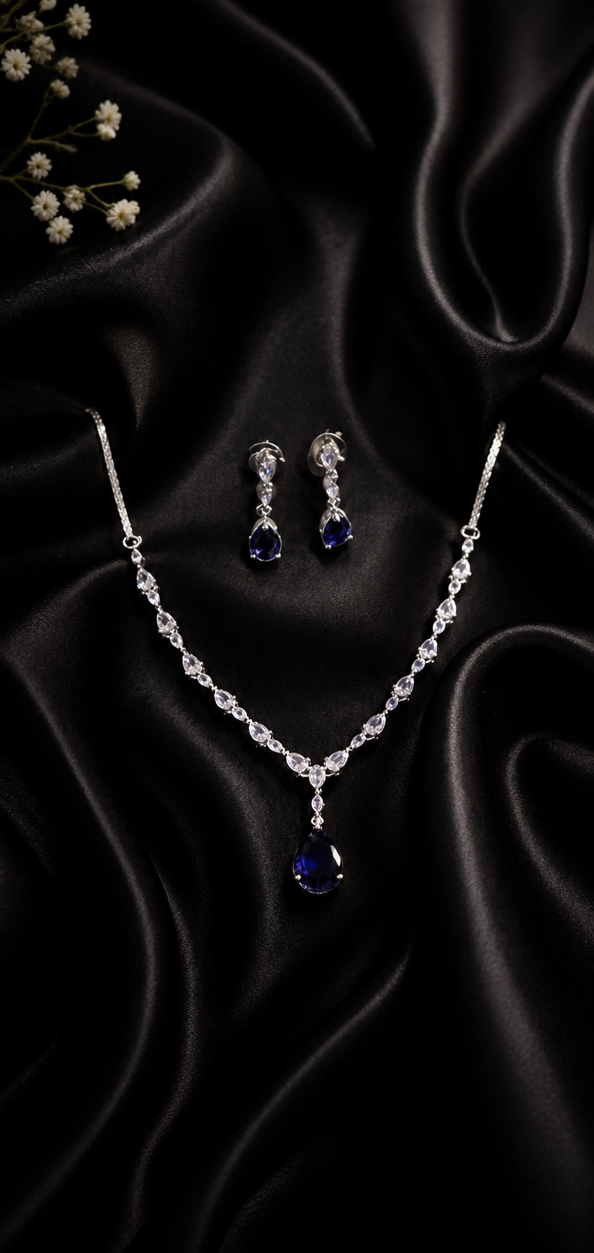 Delicate American Diamond Single-Layer Set with Purple Stone